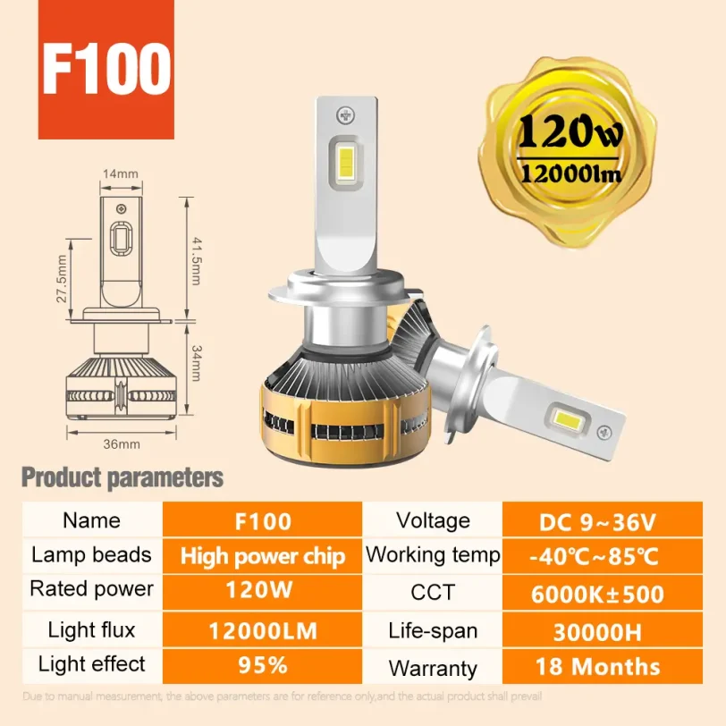 Información sobre la bombilla LED para faros delanteros F100 Información sobre la bombilla LED para faros delanteros F100