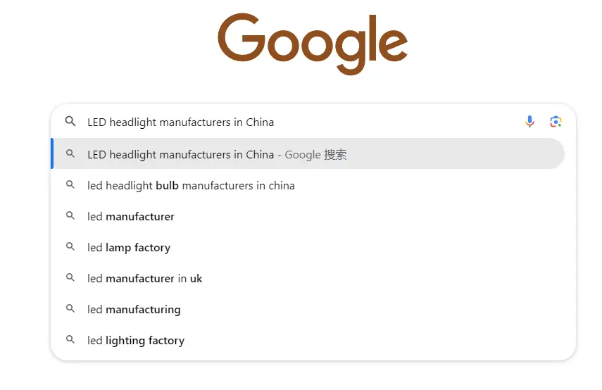 Como encontrar um fabricante chinês de lâmpadas LED para faróis: um guia completo 4 Como pesquisar "Fabricantes de faróis LED na China" no Google