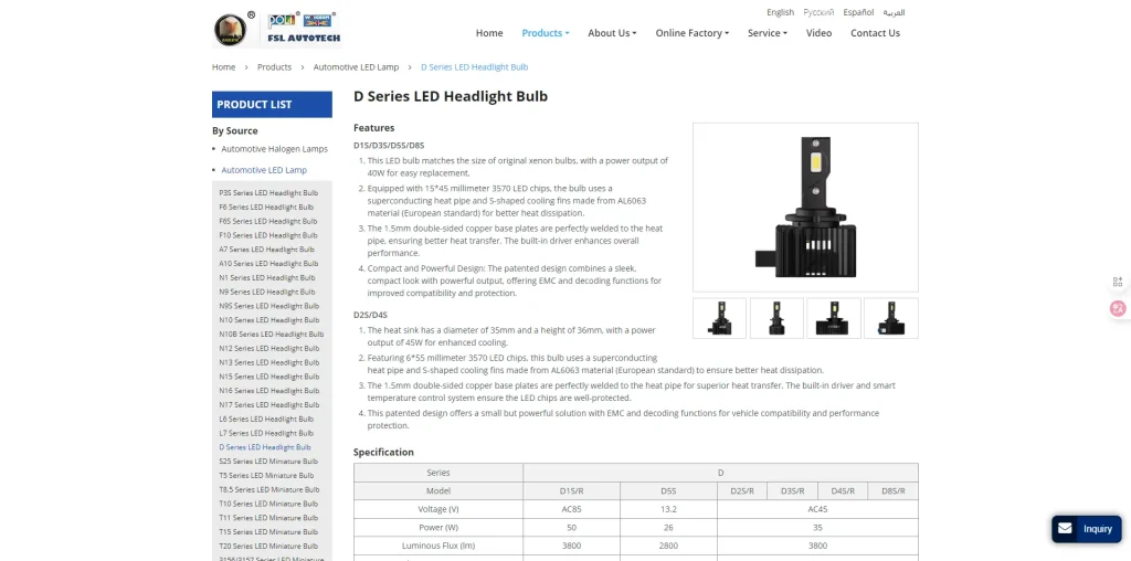 أفضل مصابيح أمامية LED من السلسلة D بالجملة - 2026 دليل التوريد المباشر من المصنع 7 FSL Autotech