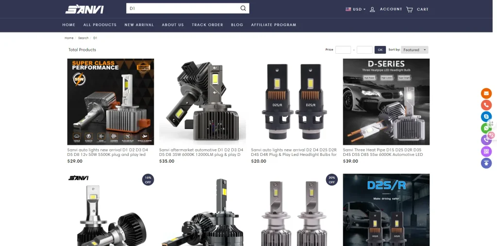 أفضل مصابيح أمامية LED من السلسلة D بالجملة - 2026 دليل التوريد المباشر من المصنع 10 سانفيكار