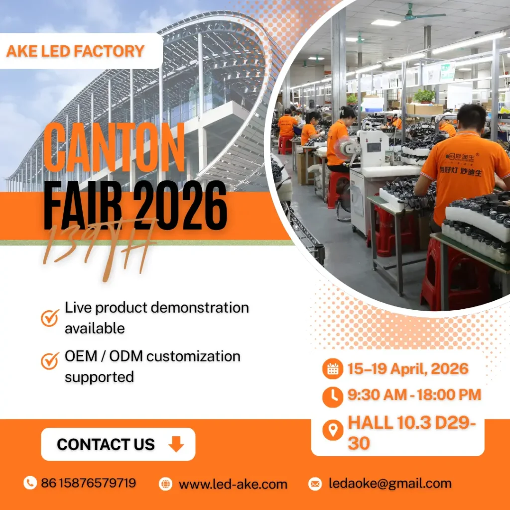 Bienvenido a visitar AKE LED en la 139ª Feria de Cantón 2026 1 Feria de Cantón 2026