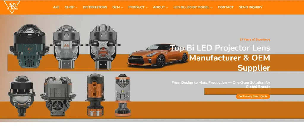 Top 11 Trusted Automotive LED Headlight Factory in Vietnam 2026 3 AKE LED Bi LED headlight factory