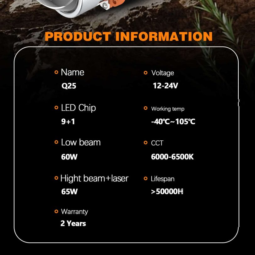 Q25 2.5 Inch Bi LED Projector Lens information Q25 2.5 Inch Bi LED Projector Lens information