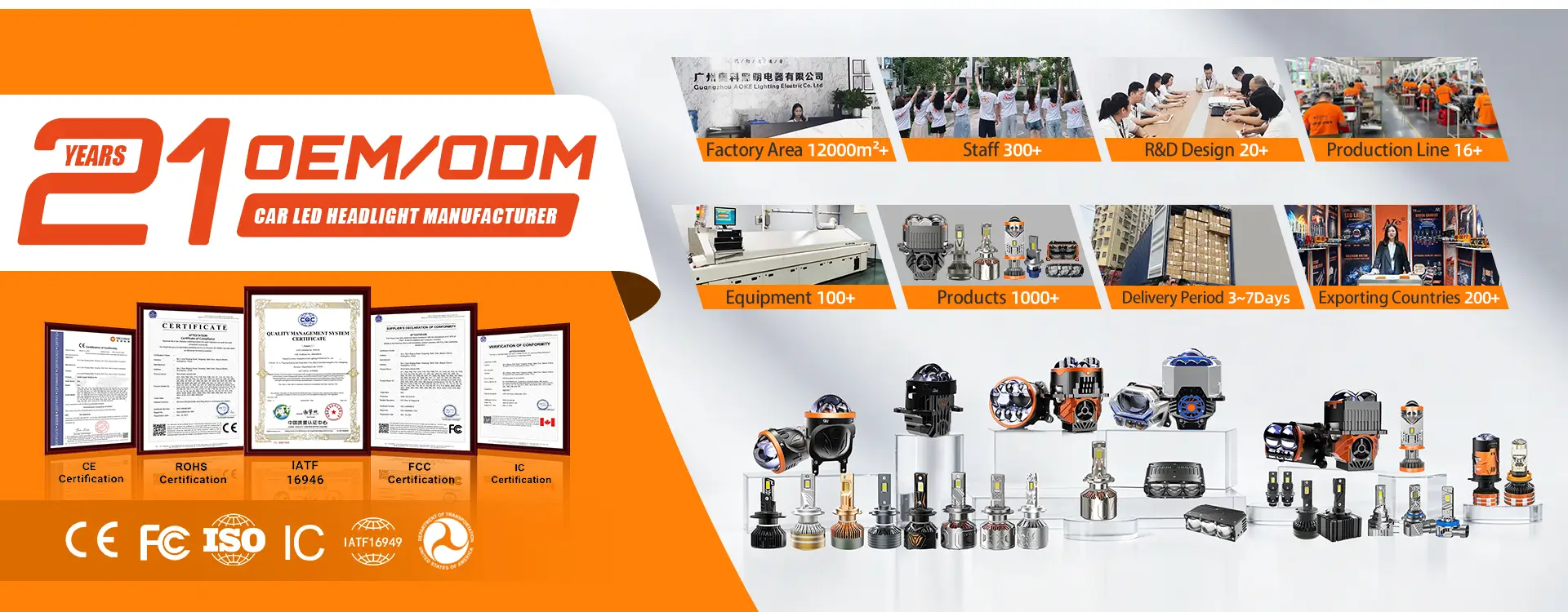 AKE 4 21 YEARS OEM/ODM CAR LED HEADLIGHT MANUFACTURER