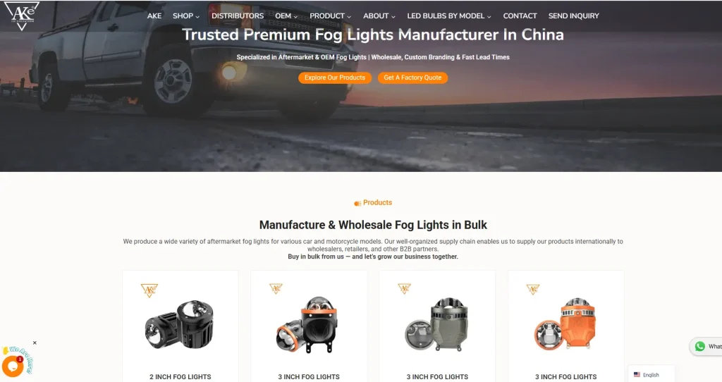 Top 12 Fog Lamp Manufacturers in China 2026 3 AKE LED fog lamp manufacturer Since 2005