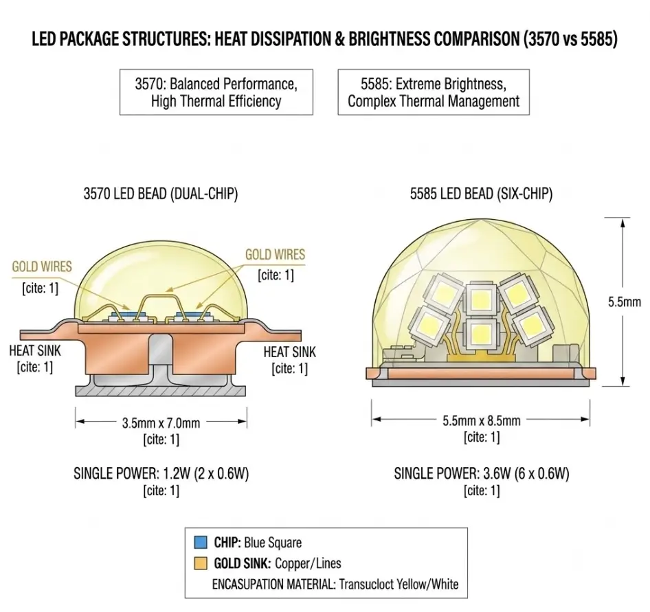 The Size of LED Chip: Do You Really Understand? 1 3570 vs 5585 LED Chip
