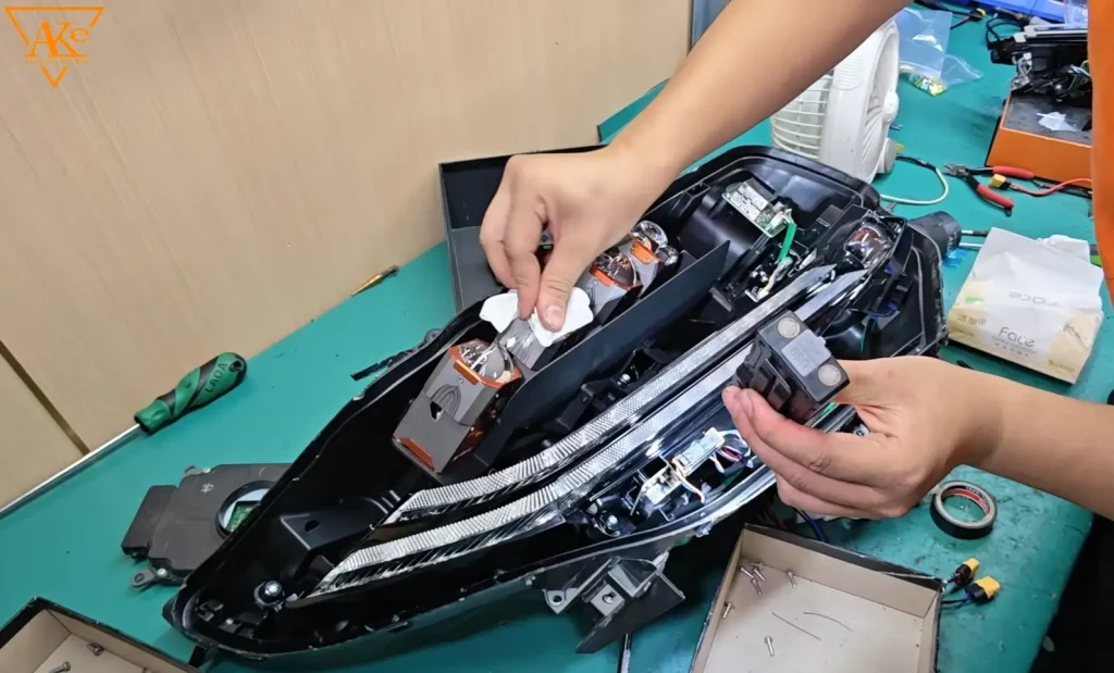 Toyota Alphard LED Headlight Upgrade: AKE Matrix LED Retrofit Case Study 20 10.1 Final Cleaning (Pre‑Seal)