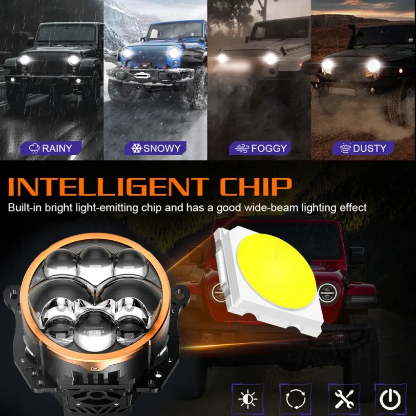 AS8 projector lens Chip AS8 LED dual-beam lens with 8 laser chips
