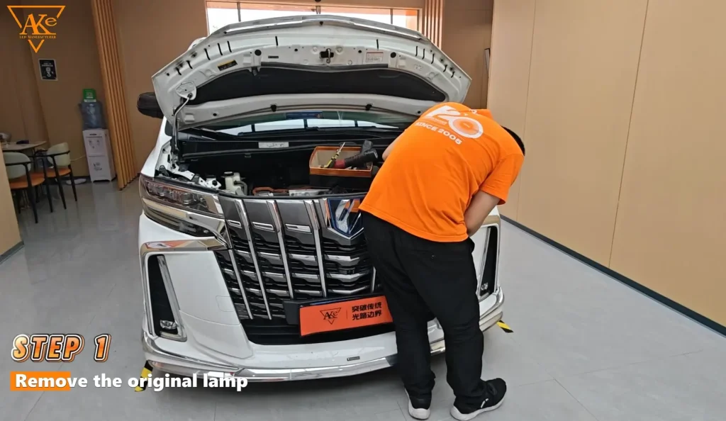 Toyota Alphard LED Headlight Upgrade: AKE Matrix LED Retrofit Case Study 6 Step 1 Remove the original lamp