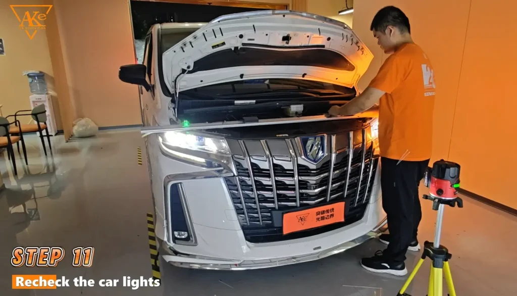 Toyota Alphard LED Headlight Upgrade: AKE Matrix LED Retrofit Case Study 22 Step 11 Recheck the car lights