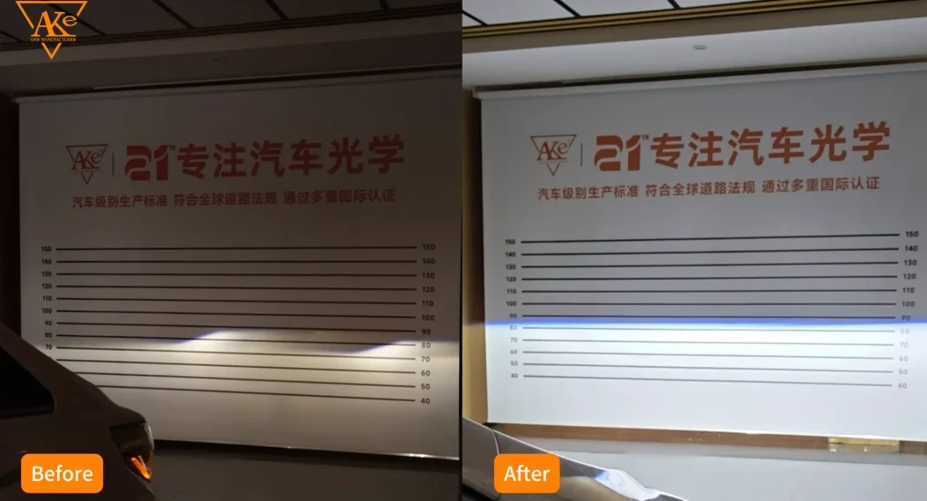 Toyota Alphard LED Headlight Upgrade: AKE Matrix LED Retrofit Case Study 24 Before vs. After: Toyota Alphard LED Headlight Upgrade Low Beam