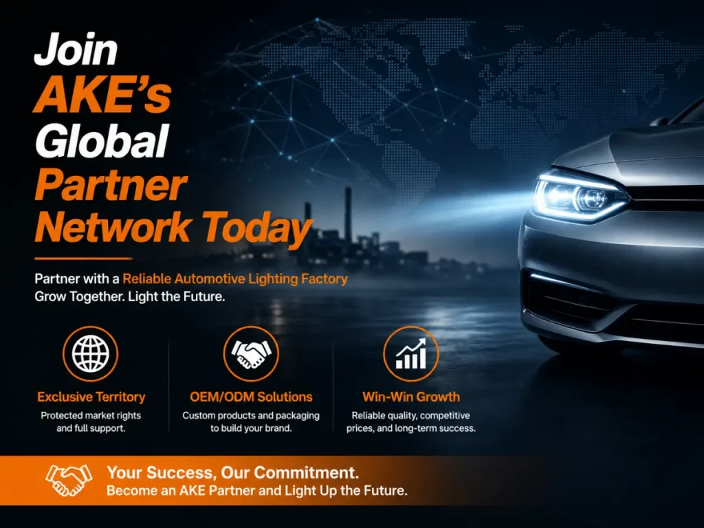 Become an AKE Automotive Lighting Distributor | Exclusive Partner Network 1 global automotive lighting distributors, wholesalers, and automotive businesses