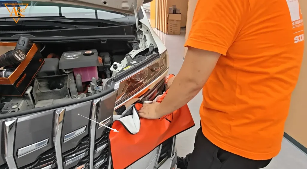 Toyota Alphard LED Headlight Upgrade: AKE Matrix LED Retrofit Case Study 7 protective film